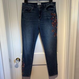 Driftwood Jackie High Rise jeans with floral embroidery